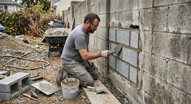 Cinder Block Wall Repair in Avon, CT