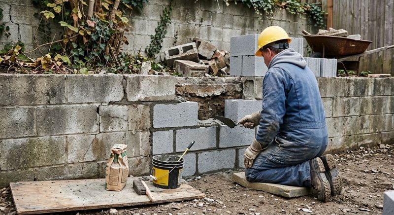 Cinder Block Wall Repair in Bethany, CT