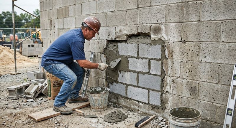 Cinder Block Wall Repair in Durham, CT